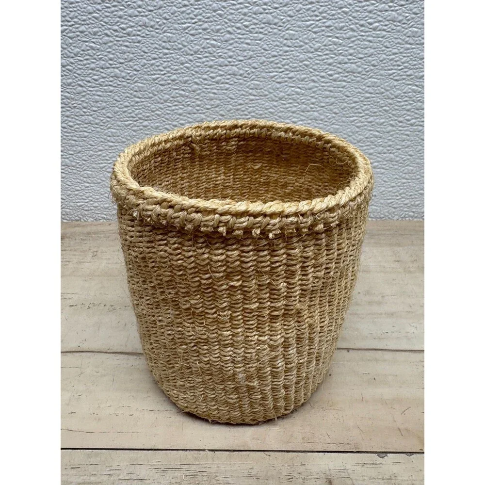 Vtg Set Of 2 Handwoven Basket Handmade